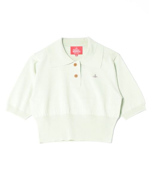Vivienne Westwood(ヴィヴィアンウエストウッド)の「オーガニックハイツイストコットンベーシッククロップドポロトップ(ニット/セーター・レディース・ホワイト/ライム/ブラック/ターコイズブルー・FREE)」の4枚目の写真