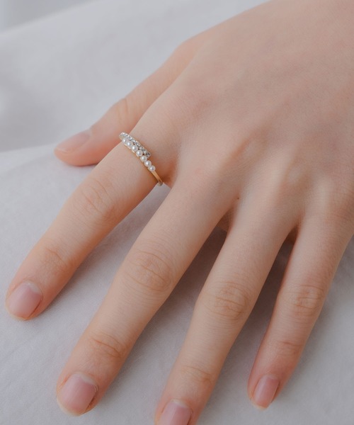 yu-ka（ユーカ）の「YU-KA:CZ＆パールオープンリング（リング・レディース・ゴールド・FREE）」の4枚目の写真