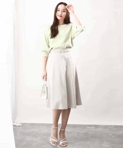 OFUON le MK（オフオンルエムケー）の「ベーシックストレッチフレアースカート/洗える（スカート・レディース・ブルー/ベージュ/ネイビー・40/38/36）」の12枚目の写真