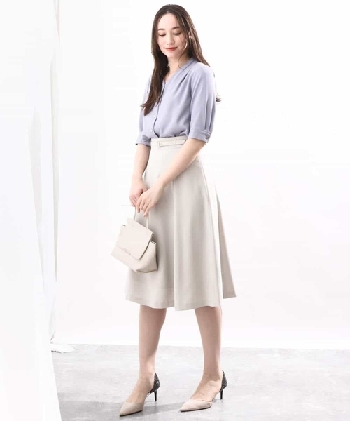 OFUON le MK（オフオンルエムケー）の「ベーシックストレッチフレアースカート/洗える（スカート・レディース・ブルー/ベージュ/ネイビー・40/38/36）」の15枚目の写真
