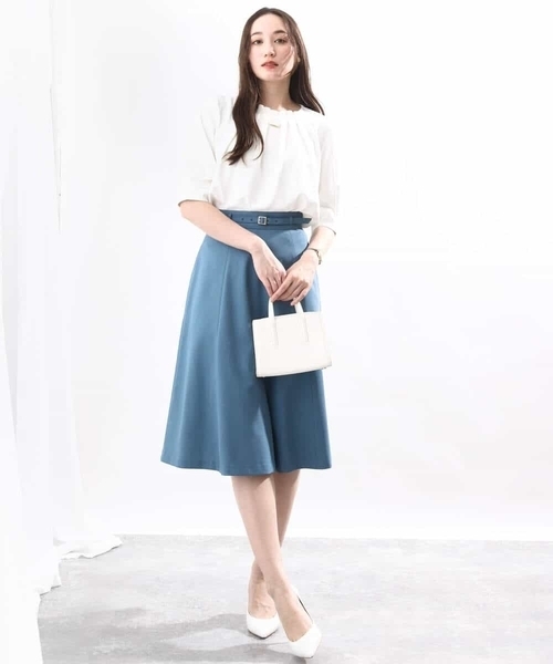OFUON le MK（オフオンルエムケー）の「ベーシックストレッチフレアースカート/洗える（スカート・レディース・ブルー/ベージュ/ネイビー・40/38/36）」の19枚目の写真
