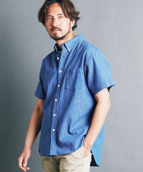 Magine（マージン）の「7oz DENIM BASIC B.D SHIRTS S/S:デニム ベーシック ボタンダウン 半袖シャツ 24S（シャツ/ブラウス・メンズ・ライトブルー/インディゴブルー・44/48/46）」の10枚目の写真