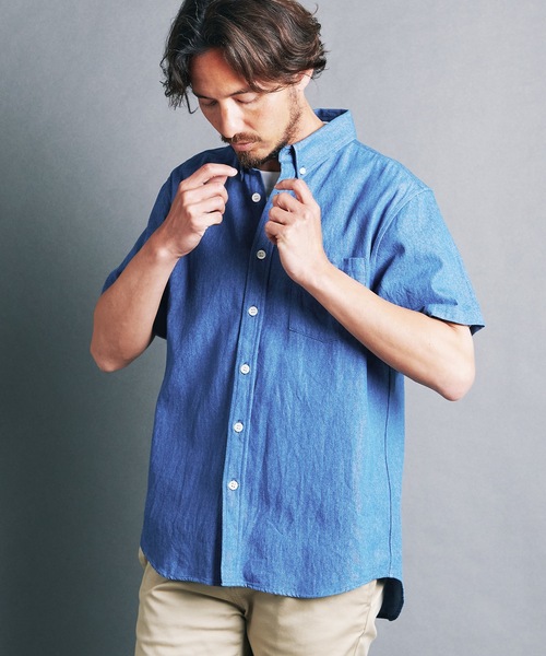 Magine（マージン）の「7oz DENIM BASIC B.D SHIRTS S/S:デニム ベーシック ボタンダウン 半袖シャツ 24S（シャツ/ブラウス・メンズ・ライトブルー/インディゴブルー・44/48/46）」の11枚目の写真