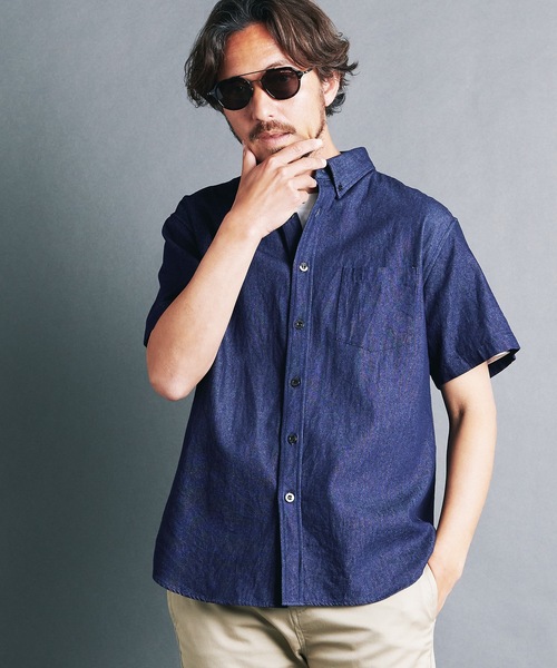 Magine（マージン）の「7oz DENIM BASIC B.D SHIRTS S/S:デニム ベーシック ボタンダウン 半袖シャツ 24S（シャツ/ブラウス・メンズ・ライトブルー/インディゴブルー・44/48/46）」の12枚目の写真
