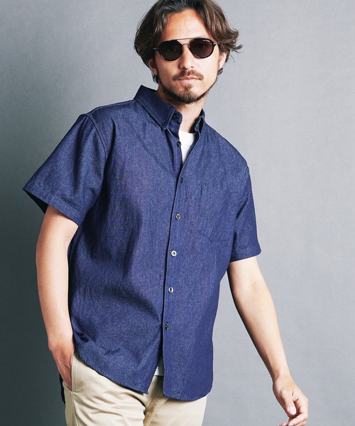 Magine（マージン）の「7oz DENIM BASIC B.D SHIRTS S/S:デニム ベーシック ボタンダウン 半袖シャツ 24S（シャツ/ブラウス・メンズ・ライトブルー/インディゴブルー・44/48/46）」の13枚目の写真