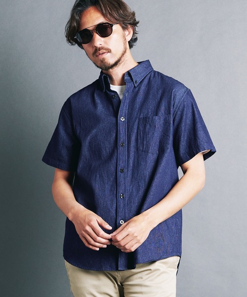 Magine（マージン）の「7oz DENIM BASIC B.D SHIRTS S/S:デニム ベーシック ボタンダウン 半袖シャツ 24S（シャツ/ブラウス・メンズ・ライトブルー/インディゴブルー・44/48/46）」の14枚目の写真
