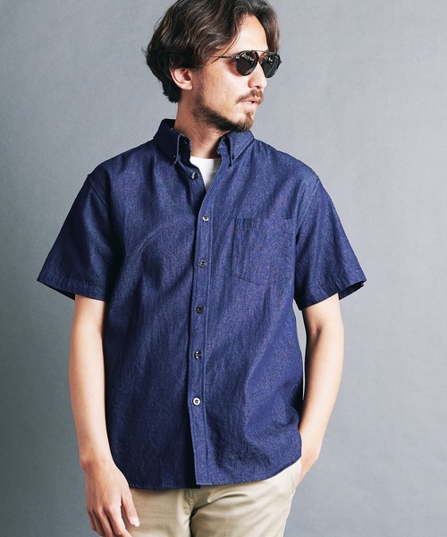 Magine（マージン）の「7oz DENIM BASIC B.D SHIRTS S/S:デニム ベーシック ボタンダウン 半袖シャツ 24S（シャツ/ブラウス・メンズ・ライトブルー/インディゴブルー・44/48/46）」の15枚目の写真