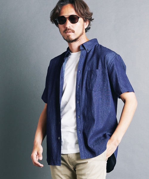 Magine（マージン）の「7oz DENIM BASIC B.D SHIRTS S/S:デニム ベーシック ボタンダウン 半袖シャツ 24S（シャツ/ブラウス・メンズ・ライトブルー/インディゴブルー・44/48/46）」の16枚目の写真
