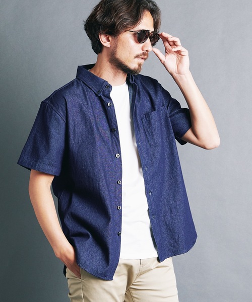 Magine（マージン）の「7oz DENIM BASIC B.D SHIRTS S/S:デニム ベーシック ボタンダウン 半袖シャツ 24S（シャツ/ブラウス・メンズ・ライトブルー/インディゴブルー・44/48/46）」の17枚目の写真