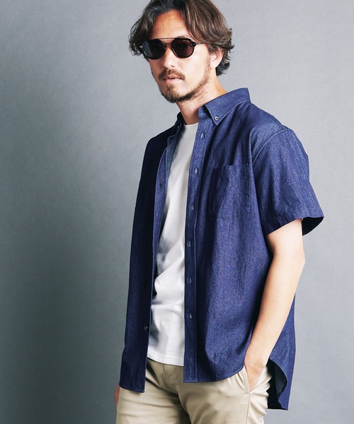 Magine（マージン）の「7oz DENIM BASIC B.D SHIRTS S/S:デニム ベーシック ボタンダウン 半袖シャツ 24S（シャツ/ブラウス・メンズ・ライトブルー/インディゴブルー・44/48/46）」の18枚目の写真