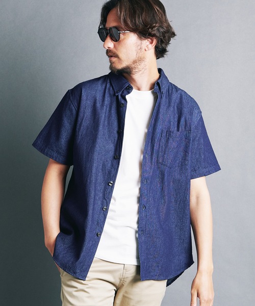 Magine（マージン）の「7oz DENIM BASIC B.D SHIRTS S/S:デニム ベーシック ボタンダウン 半袖シャツ 24S（シャツ/ブラウス・メンズ・ライトブルー/インディゴブルー・44/48/46）」の19枚目の写真