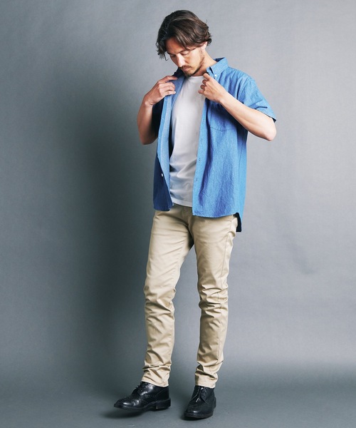 Magine（マージン）の「7oz DENIM BASIC B.D SHIRTS S/S:デニム ベーシック ボタンダウン 半袖シャツ 24S（シャツ/ブラウス・メンズ・ライトブルー/インディゴブルー・44/48/46）」の21枚目の写真