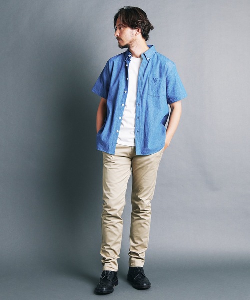 Magine（マージン）の「7oz DENIM BASIC B.D SHIRTS S/S:デニム ベーシック ボタンダウン 半袖シャツ 24S（シャツ/ブラウス・メンズ・ライトブルー/インディゴブルー・44/48/46）」の22枚目の写真
