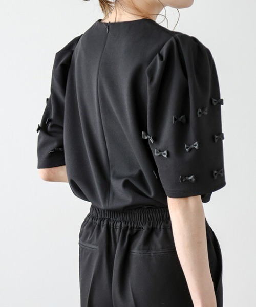 AMELY（エミリー）の「パフスリーブリボントップス（シャツ/ブラウス・レディース・ホワイト/ブラック・フリー）」の8枚目の写真
