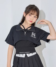 BISKEE（ビスキー）の「ショート丈 ハーフジップカットソー＆ロゴ刺繍タンクトップセット(140㎝～160㎝)（Tシャツ/カットソー・キッズ）」