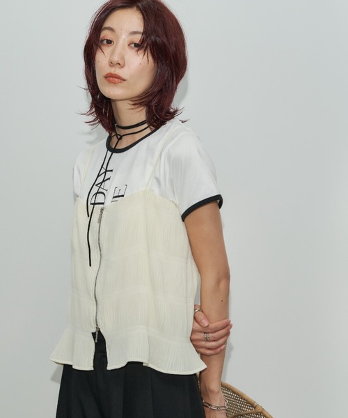 Auntie Rosa Holiday（アンティローザホリデー）の「シャーリングジョーゼットビスチェキャミ（キャミソール・レディース・グレー/アイボリー/ブラック・FREE）」の20枚目の写真