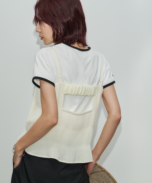 Auntie Rosa Holiday（アンティローザホリデー）の「シャーリングジョーゼットビスチェキャミ（キャミソール・レディース・グレー/アイボリー/ブラック・FREE）」の21枚目の写真