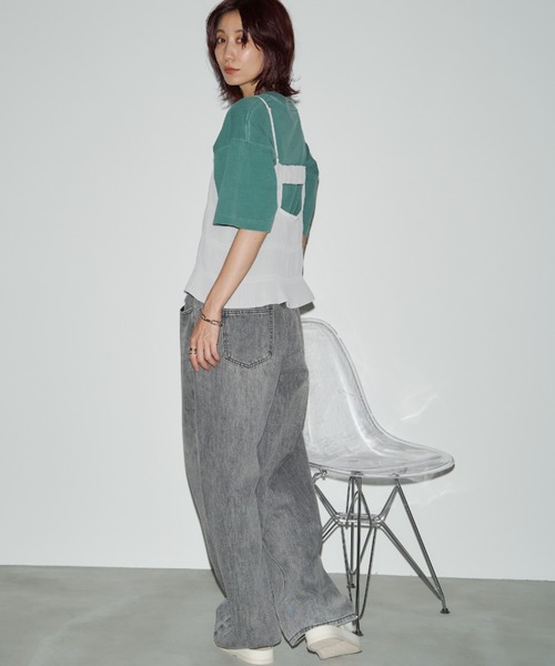 Auntie Rosa Holiday（アンティローザホリデー）の「シャーリングジョーゼットビスチェキャミ（キャミソール・レディース・グレー/アイボリー/ブラック・FREE）」の6枚目の写真