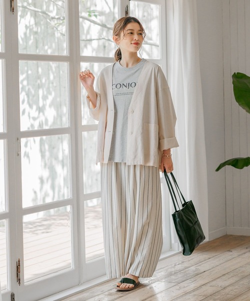 studio CLIP(スタディオクリップ)の「【接触冷感/イージーケア/マシンウォッシャブル】多機能イージーノーカラージャケット(ノーカラージャケット・レディース・ブラック/サンドグレー/アイボリー・FREE)」の9枚目の写真