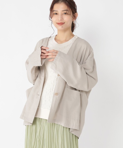 studio CLIP(スタディオクリップ)の「【接触冷感/イージーケア/マシンウォッシャブル】多機能イージーノーカラージャケット(ノーカラージャケット・レディース・ブラック/サンドグレー/アイボリー・FREE)」の10枚目の写真