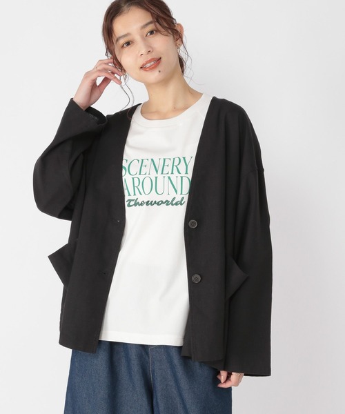 studio CLIP(スタディオクリップ)の「【接触冷感/イージーケア/マシンウォッシャブル】多機能イージーノーカラージャケット(ノーカラージャケット・レディース・ブラック/サンドグレー/アイボリー・FREE)」の12枚目の写真