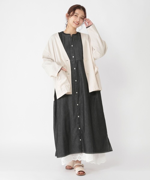 studio CLIP(スタディオクリップ)の「【接触冷感/イージーケア/マシンウォッシャブル】多機能イージーノーカラージャケット(ノーカラージャケット・レディース・ブラック/サンドグレー/アイボリー・FREE)」の16枚目の写真