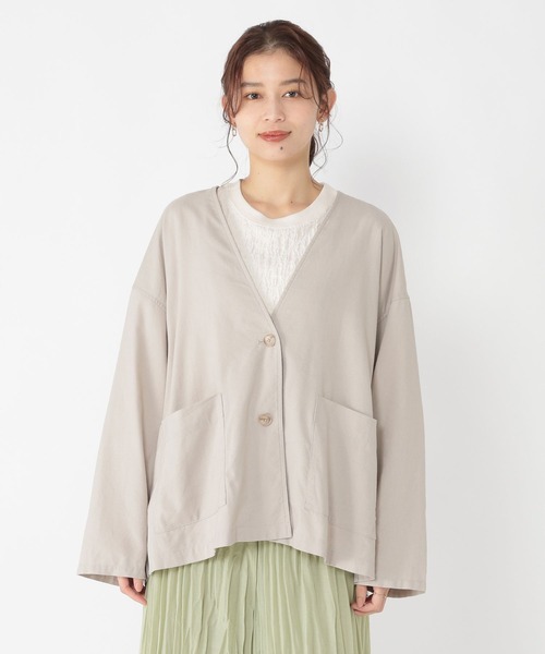 studio CLIP(スタディオクリップ)の「【接触冷感/イージーケア/マシンウォッシャブル】多機能イージーノーカラージャケット(ノーカラージャケット・レディース・ブラック/サンドグレー/アイボリー・FREE)」の17枚目の写真