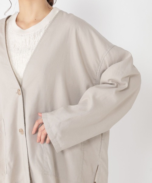 studio CLIP(スタディオクリップ)の「【接触冷感/イージーケア/マシンウォッシャブル】多機能イージーノーカラージャケット(ノーカラージャケット・レディース・ブラック/サンドグレー/アイボリー・FREE)」の21枚目の写真