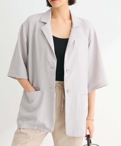 ELENCARE DUE（エレンカーレデュエ）の「・ELENCARE　DUE　ジャカードジャケット（テーラードジャケット・レディース・ブラック/グレー/ブルー・FREE）」の3枚目の写真