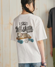 【POWER TO THE PEOPLE/パワー トゥザ ピープル】BULLDOG&TURTLE ワンポイントロゴ& バッグBIGイラストデザイン ビッグシルエット半袖Tシャツ/リンガーT