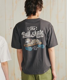 POWER TO THE PEOPLE（パワートゥーザピープル）の「【POWER TO THE PEOPLE/パワー トゥザ ピープル】BULLDOG＆TURTLE ワンポイントロゴ＆ バッグBIGイラストデザイン ビッグシルエット半袖Tシャツ/リンガーT（Tシャツ/カットソー・メンズ）」