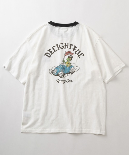 POWER TO THE PEOPLE(パワートゥーザピープル)の「【POWER TO THE PEOPLE/パワー トゥザ ピープル】BULLDOG&TURTLE ワンポイントロゴ& バッグBIGイラストデザイン ビッグシルエット半袖Tシャツ/リンガーT(Tシャツ/カットソー・レディース・ホワイト×レッド/ホワイト×ブラック/チャコールグレー/レッド/ホワイト/ネイビー・M/L/XL)」の11枚目の写真