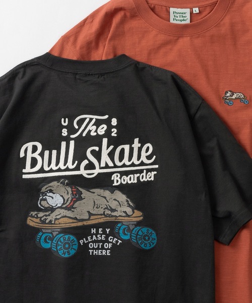 POWER TO THE PEOPLE(パワートゥーザピープル)の「【POWER TO THE PEOPLE/パワー トゥザ ピープル】BULLDOG&TURTLE ワンポイントロゴ& バッグBIGイラストデザイン ビッグシルエット半袖Tシャツ/リンガーT(Tシャツ/カットソー・レディース・ホワイト×レッド/ホワイト×ブラック/チャコールグレー/レッド/ホワイト/ネイビー・M/L/XL)」の9枚目の写真