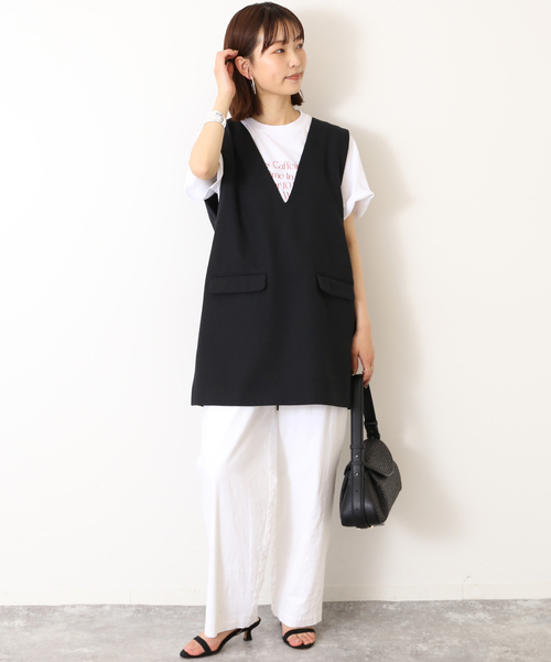 SLOBE IENA（スローブイエナ）の「Vネック チュニック ジレ（ベスト・レディース・ブラック系その他/ブラック・FREE）」の3枚目の写真