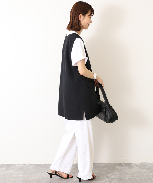 SLOBE IENA（スローブイエナ）の「Vネック チュニック ジレ（ベスト・レディース・ブラック系その他/ブラック・FREE）」の4枚目の写真