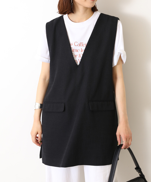 SLOBE IENA（スローブイエナ）の「Vネック チュニック ジレ（ベスト・レディース・ブラック系その他/ブラック・FREE）」の6枚目の写真