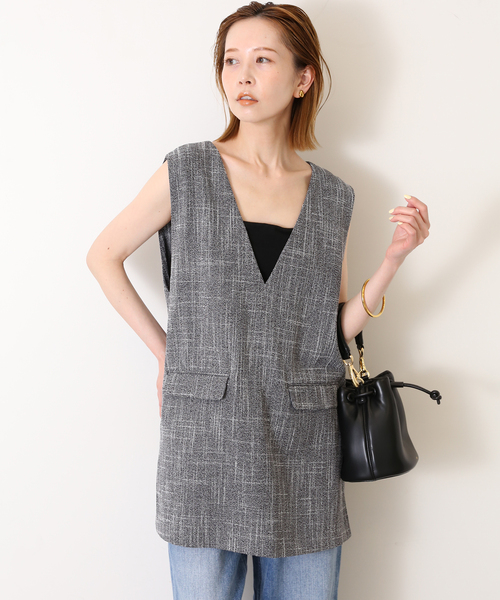 SLOBE IENA（スローブイエナ）の「Vネック チュニック ジレ（ベスト・レディース・ブラック系その他/ブラック・FREE）」の14枚目の写真