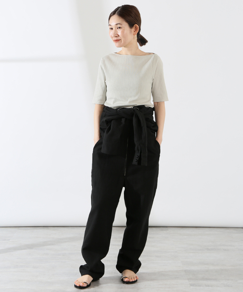 VERMEIL par iena（ヴェルメイユパーイエナ）の「アシンメトリーネックプルオーバー（Tシャツ/カットソー・レディース・チャコールグレー/アイボリー・FREE）」の13枚目の写真