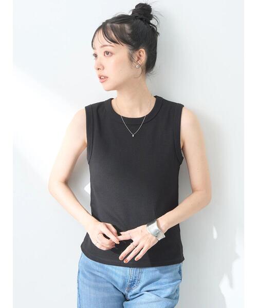 earth music&ecology（アースミュージックアンドエコロジー）の「リブタンクトップ（タンクトップ・レディース・アイボリー/ブルー/グリーン系その他3/ブラック・S/M）」の7枚目の写真