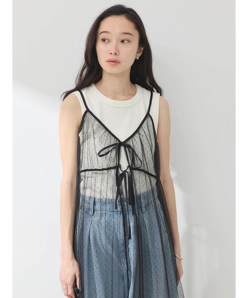 earth music&ecology（アースミュージックアンドエコロジー）の「リブタンクトップ（タンクトップ・レディース・アイボリー/ブルー/グリーン系その他3/ブラック・S/M）」の18枚目の写真