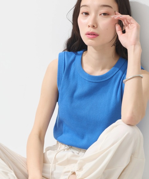 earth music&ecology（アースミュージックアンドエコロジー）の「リブタンクトップ（タンクトップ・レディース・アイボリー/ブルー/グリーン系その他3/ブラック・S/M）」の4枚目の写真