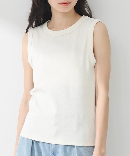 earth music&ecology（アースミュージックアンドエコロジー）の「リブタンクトップ（タンクトップ・レディース・アイボリー/ブルー/グリーン系その他3/ブラック・S/M）」の2枚目の写真