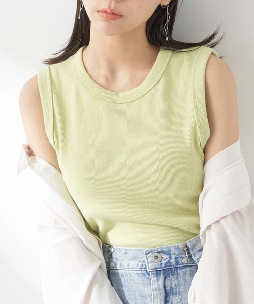 earth music&ecology（アースミュージックアンドエコロジー）の「リブタンクトップ（タンクトップ・レディース・アイボリー/ブルー/グリーン系その他3/ブラック・S/M）」の3枚目の写真