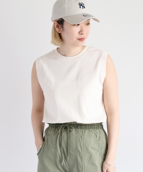 cepo(セポ)の「シルケットノースリーブTee(Tシャツ/カットソー・レディース・オフホワイト/ブラック/ブラウン・M)」の3枚目の写真