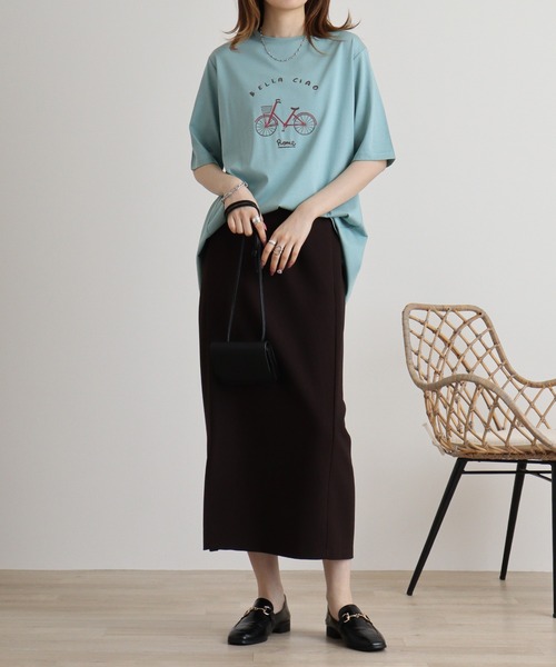 BRODIAEA(ブローディア)の「BRODIAEA 自転車イラストTシャツ(Tシャツ/カットソー・レディース・ピンク/モスグリーン/キャメル/グレイッシュベージュ/ブラック・40)」の19枚目の写真
