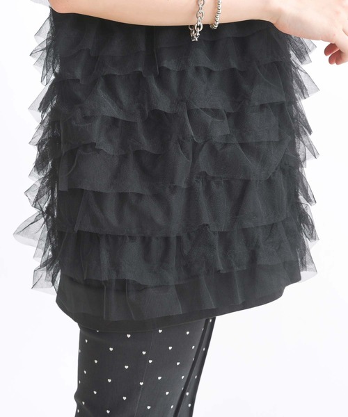 PICCIN(ピッチン)の「【WEB限定】チュールフリルロングプルオーバー(Tシャツ/カットソー・レディース・オフホワイト/ブラック・M/L)」の19枚目の写真