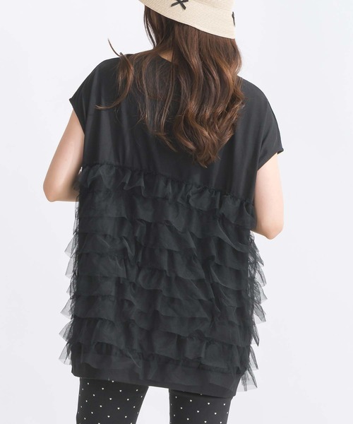 PICCIN(ピッチン)の「【WEB限定】チュールフリルロングプルオーバー(Tシャツ/カットソー・レディース・オフホワイト/ブラック・M/L)」の6枚目の写真