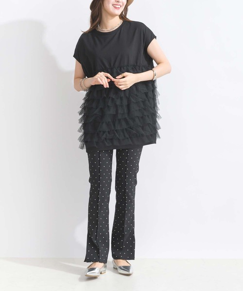 PICCIN(ピッチン)の「【WEB限定】チュールフリルロングプルオーバー(Tシャツ/カットソー・レディース・オフホワイト/ブラック・M/L)」の7枚目の写真