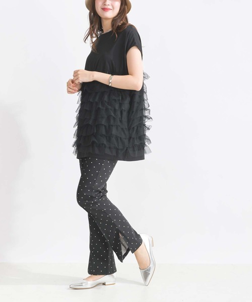 PICCIN(ピッチン)の「【WEB限定】チュールフリルロングプルオーバー(Tシャツ/カットソー・レディース・オフホワイト/ブラック・M/L)」の8枚目の写真