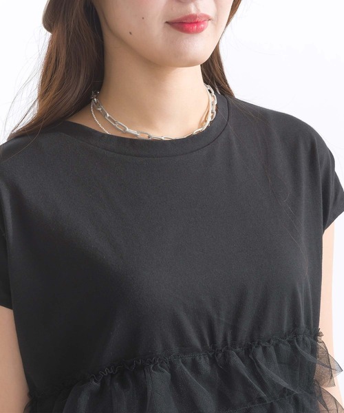 PICCIN(ピッチン)の「【WEB限定】チュールフリルロングプルオーバー(Tシャツ/カットソー・レディース・オフホワイト/ブラック・M/L)」の16枚目の写真